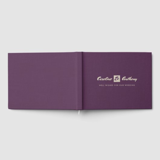Plum Burlap Texture Wedding Guest Book Gastenboek (Volledig)