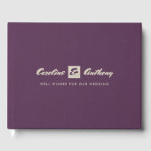 Plum Burlap Texture Wedding Guest Book Gastenboek (Voorkant)