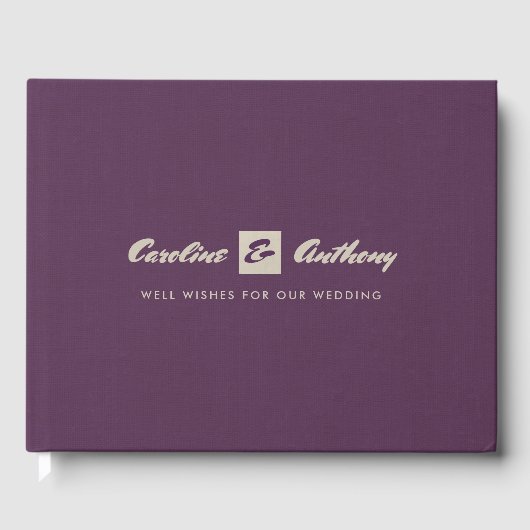 Plum Burlap Texture Wedding Guest Book Gastenboek (Voorkant)