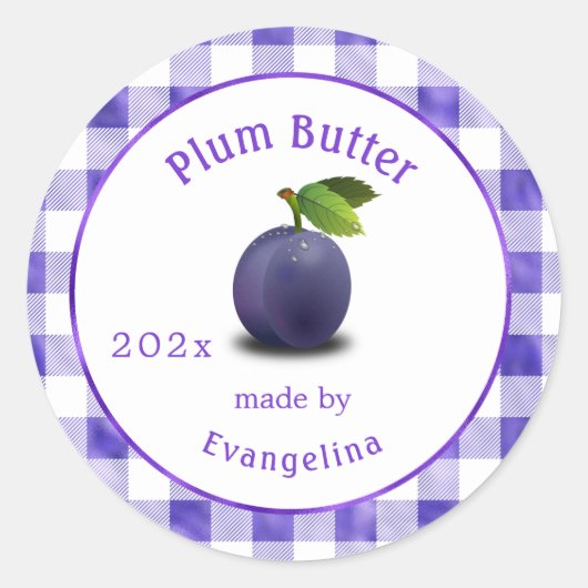 plum Butter Personalized Canning Ronde Sticker (Voorkant)