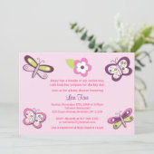 Plum Butterfly Dragonfly Baby Shower Invitations Kaart (Staand voorkant)