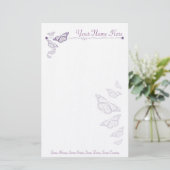Plum Butterfly - gepersonaliseerd notitiepapier Briefpapier (Staand voorkant)