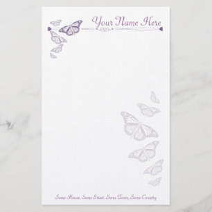 Plum Butterfly - gepersonaliseerd notitiepapier Briefpapier