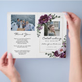 Plum Celebration of Life Folded Funeral Programme Flyer (Hand)