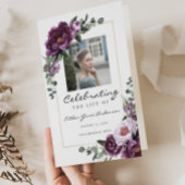 Plum Celebration of Life Folded Funeral Programme Flyer