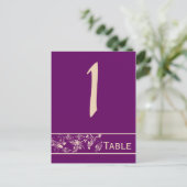 Plum Champagne Floral Scroll Trouwtafel Nummer Briefkaart (Staand voorkant)