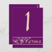 Plum Champagne Floral Scroll Trouwtafel Nummer Briefkaart (Voorkant / Achterkant)
