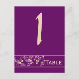 Plum Champagne Floral Scroll Trouwtafel Nummer Briefkaart