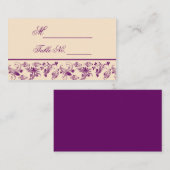 Plum Champagne Floral Scroll Wedding Place Card Plaatskaartje (Voorkant / Achterkant)