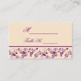 Plum Champagne Floral Scroll Wedding Place Card Plaatskaartje