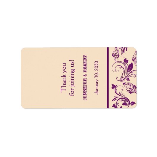 Plum Champagne Scroll Bruiloft Lip Balm Label (Voorkant)