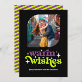 Plum & Chartreuse Moderne Retro Kerstfoto Feestdagenkaart (Voorkant / Achterkant)