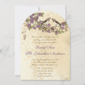 Plum Cherry Blossom  Bird Weddings Kaart (Voorkant)