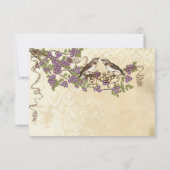 Plum Cherry Blossom Bird Weddings RSVP Kaartje (Achterkant)