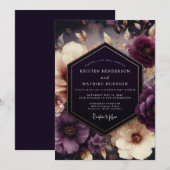 Plum Chiaroscuro Bloom Wedding Kaart (Voorkant / Achterkant)