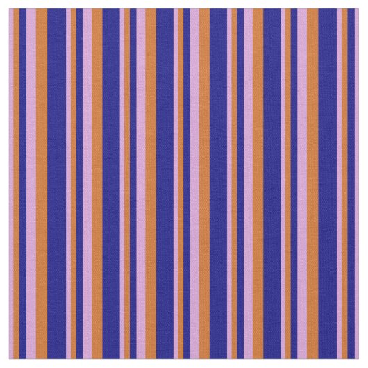 Plum, Chocolate & Blue Stripes Stof (Close Up)