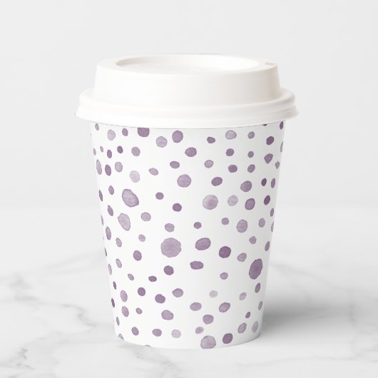 Plum Confetti Waterverf Stippen Papieren beker (Voorkant)