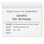 Plum Confetti Waterverf Stippen Verjaardag Uitnodi (Binnen Horizontaal (Onder))