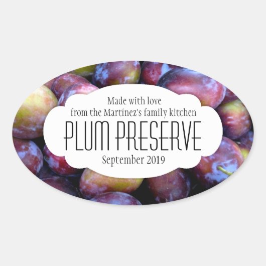 Plum conserveren jam of voedsel augurk label stick (Voorkant)
