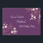 Plum Coral Floral 70th Birthday Party Kaart<br><div class="desc">Aangepaste 70e verjaardag van de feestdag in elegante donkere paarse,  perzikroze en witte japanse stijl bloesems met een  patroon. Voeg jouw naam en partijdetails voor een unieke en stijlvolle uitnodiging van de verjaardagspartij toe.</div>