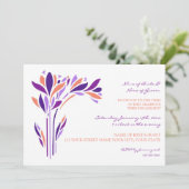Plum Coral Floral Engagement Party Kaart (Staand voorkant)
