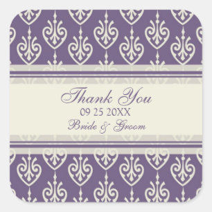 Plum Cream Floral Dank u bruiloft gunst Labels
