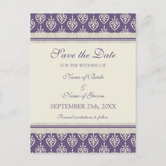 Plum Cream Sla de datum bruiloft Briefkaarten (Voorkant)