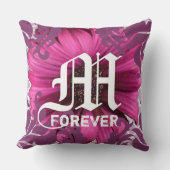 Plum Custom Gerber Daisy Monogram Weddenschap Date Kussen (Voorkant)