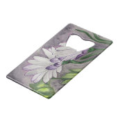 Plum daisy bloemen creditkaart flessenopener (Voorkant Gekanteld)