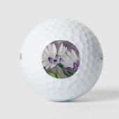 Plum daisy bloemen golfballen (Voorkant)