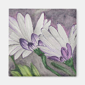 Plum daisy bloemen magneet (Voorkant)