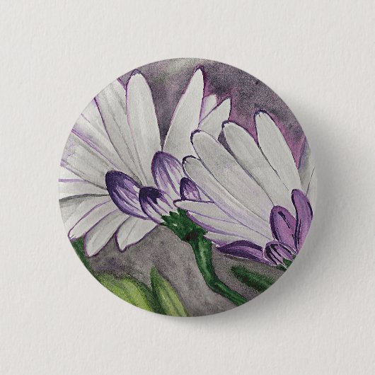 Plum daisy bloemen ronde button 5,7 cm (Voorkant)
