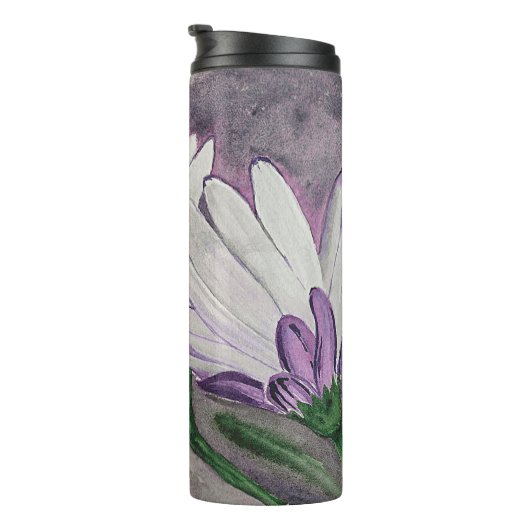 Plum daisy bloemen thermosbeker (Geroteerd rechts)