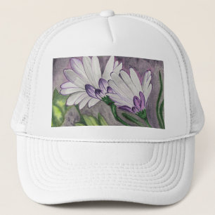 Plum daisy bloemen trucker pet