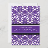 Plum Damask 35th Birthday Party Invitations Kaart (Voorkant)