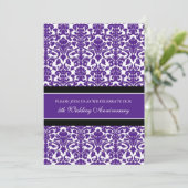 Plum Damask 5e Jubileum Party Invitation Kaart (Staand voorkant)