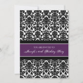 Plum Damask 60th Birthday Party Invitations Kaart (Voorkant)