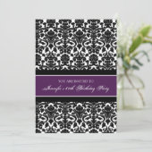 Plum Damask 60th Birthday Party Invitations Kaart (Staand voorkant)
