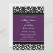 Plum Damask 70th Birthday Party Invitations Kaart (Achterkant)