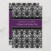 Plum Damask 85th Birthday Party Invitations Kaart (Voorkant / Achterkant)