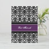 Plum Damask Bat Mitzvah uitnodigingen (Staand voorkant)