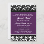 Plum Damask Bat Mitzvah uitnodigingen (Achterkant)