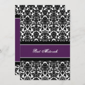Plum Damask Bat Mitzvah uitnodigingen (Voorkant / Achterkant)