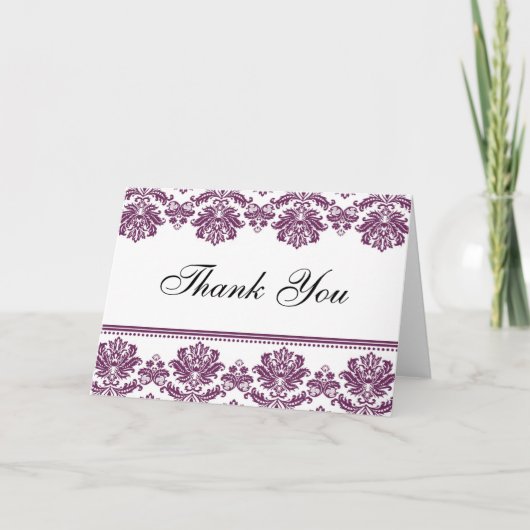 Plum Damask bedankt kaarten (Voorkant)