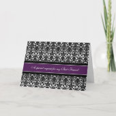 Plum Damask Best Friend Matron of Honor Invitation (Voorkant)