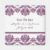 Plum Damask Bewaar de datum Magneet (Voorkant)