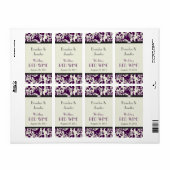 Plum Damask Bruiloft Mini Wijn Labels (Full Sheet)