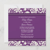 Plum Damask Custom Baby Shower-uitnodigingen Kaart (Achterkant)
