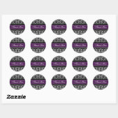 Plum Damask Dank u bruiloft envelop afdichtingen Ronde Sticker (Vel)