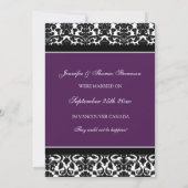 Plum Damask Foto Elopement Announcement kaarten (Achterkant)